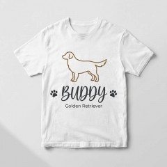 Custom Pet Portrait T-Shirt - Personalized Dog Breed & Name Gift