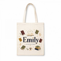 Personalized Book Lover Name Canvas Tote Bag