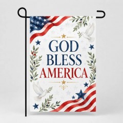 God Bless America Patriotic Garden Flag - 4th of July Outdoor Yard Decor
