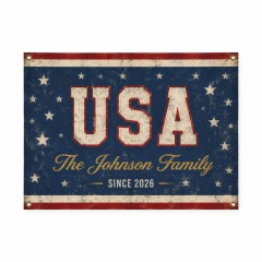 Personalized USA Stars Pride House Flag - 4th of July Outdoor Patriotic Decor