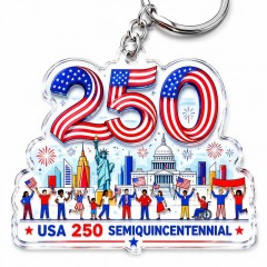 USA 250th Anniversary Keychain - Semiquincentennial Celebration Acrylic Charm