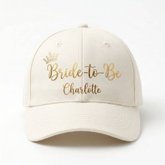 Personalized Bride-to-Be Baseball Cap - Custom Name Hat with Gold Crown